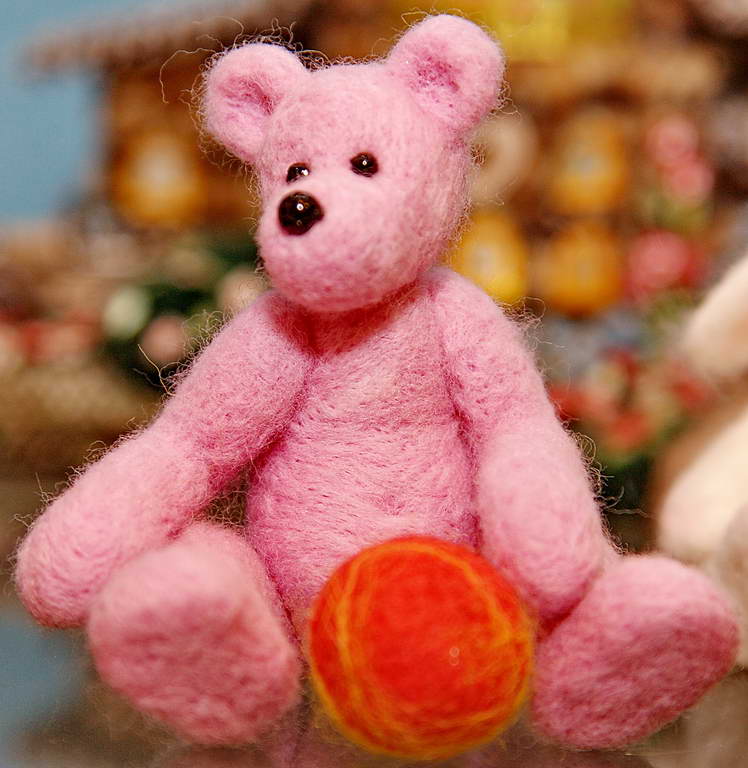Коллекционная авторская кукла Ольги Павлычевой "Розовый мишка"